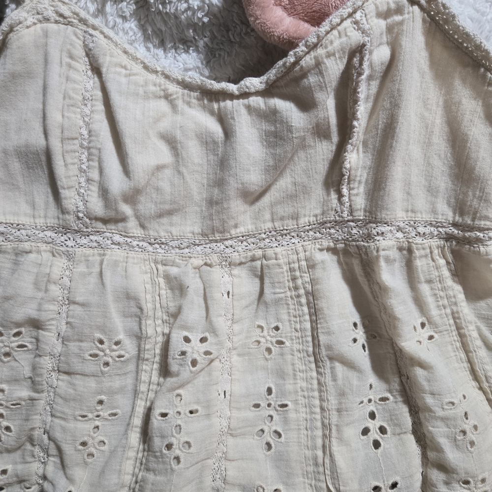 American Eagle Outfitters Cream Eyelet Tank Top